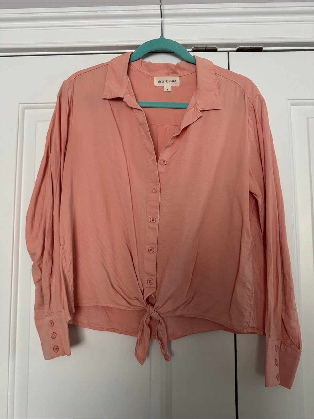 cloth & stone Blush Pink Tie-Front Button-Down Shirt